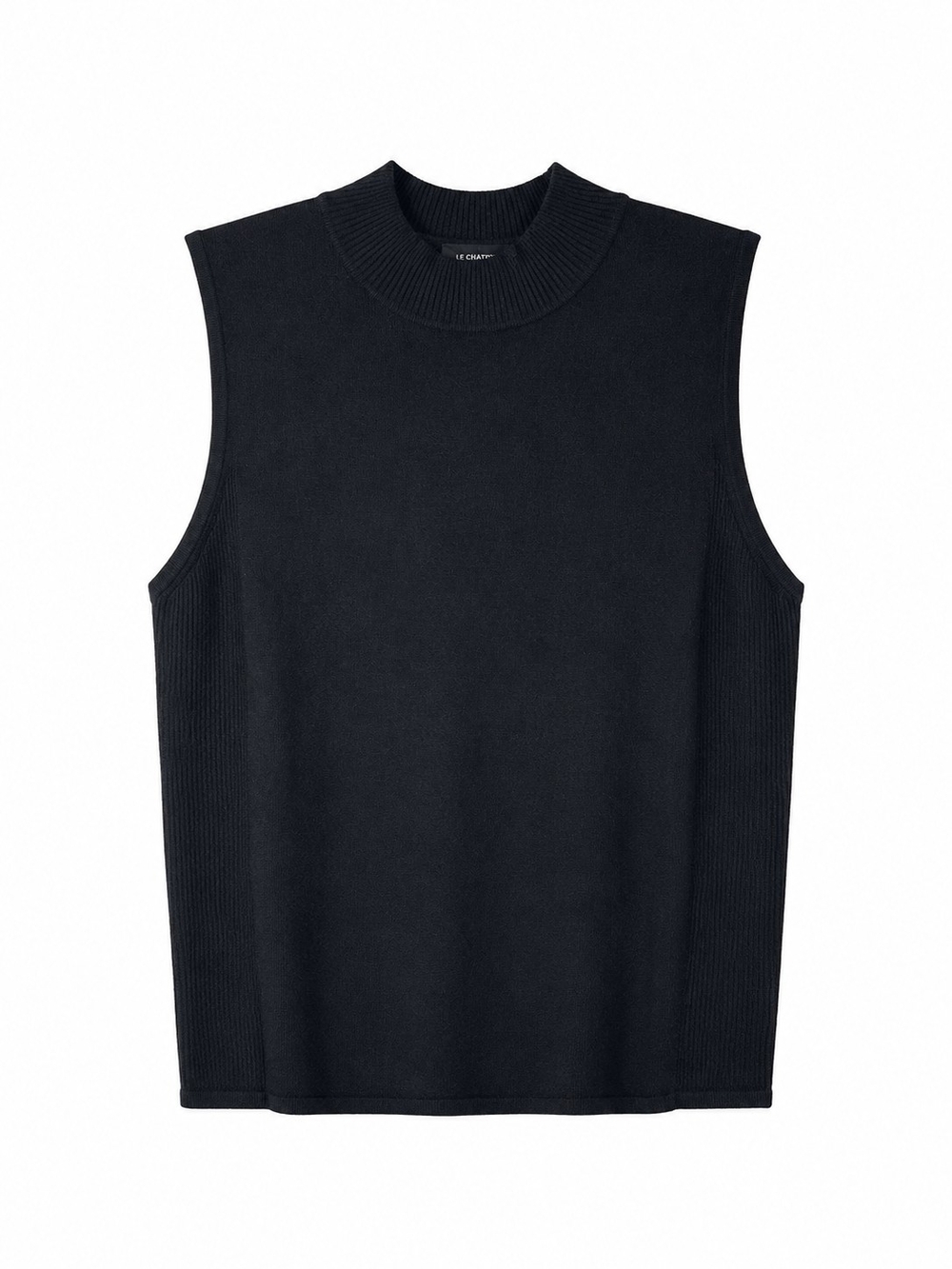 le chateau Black Sleeveless Mock-Neck Knit Shell Sz XXL